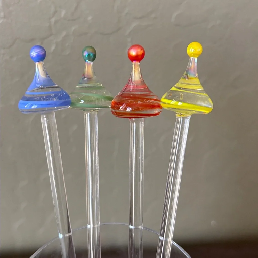 Pier 1‎ Blown Glass Multicolored Swizzle Sticks Set of 4